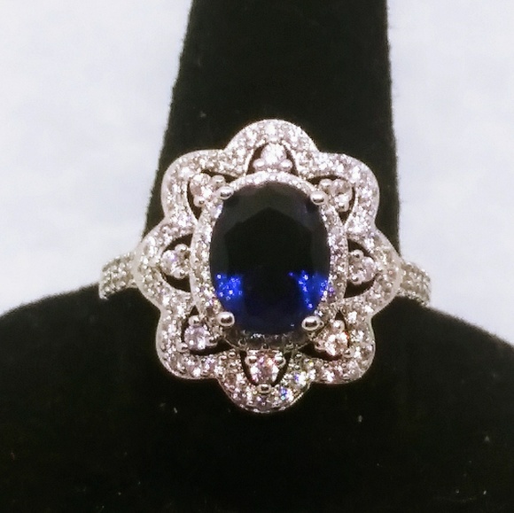 Blue sapphire size 6 silver - Picture 1 of 4
